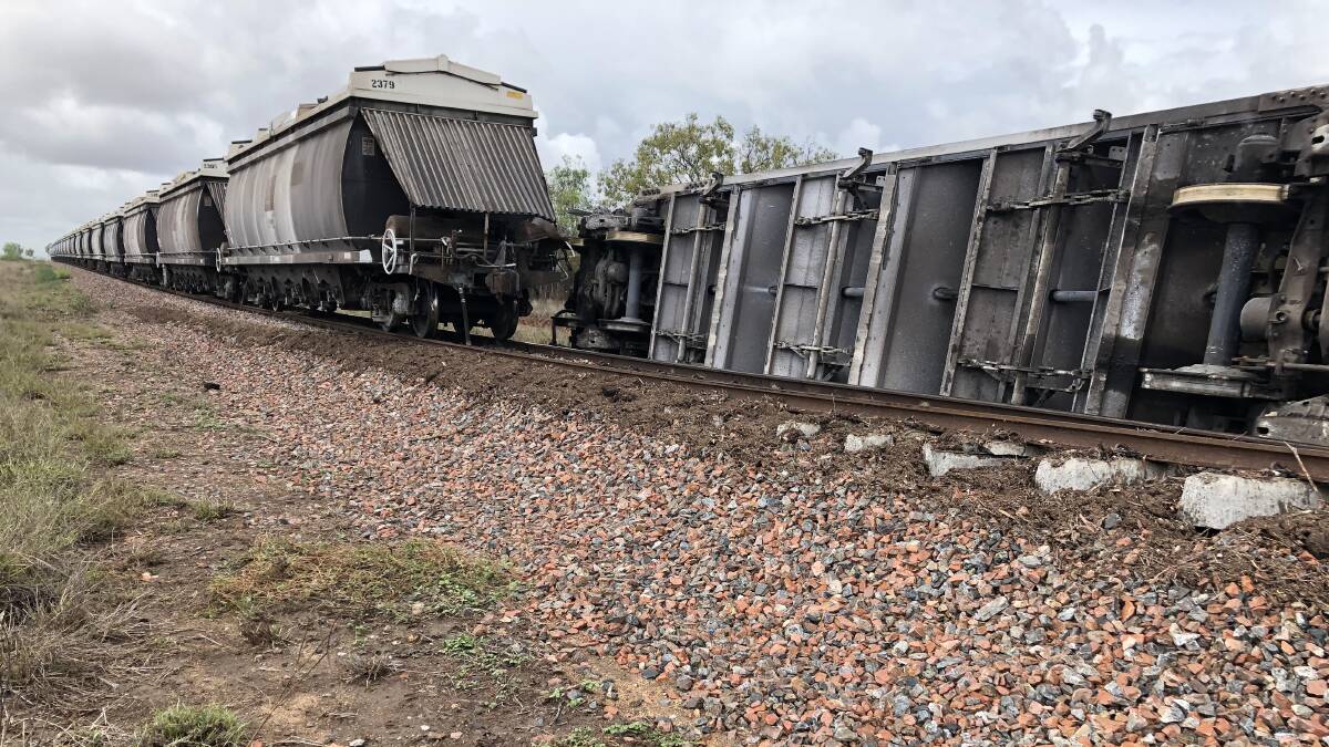 Some of the train's soluble fertiliser cargo was spilt in the derailment but QR says containment measures have been put in place.