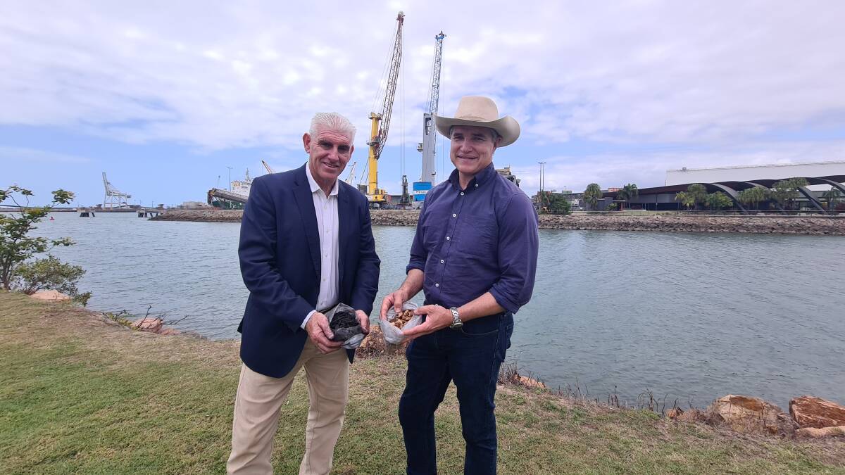 Carbon Renewable Energy founder Brad Carswell and KAP leader Rob Katter at the announcement in Townsville. Photo supplied.