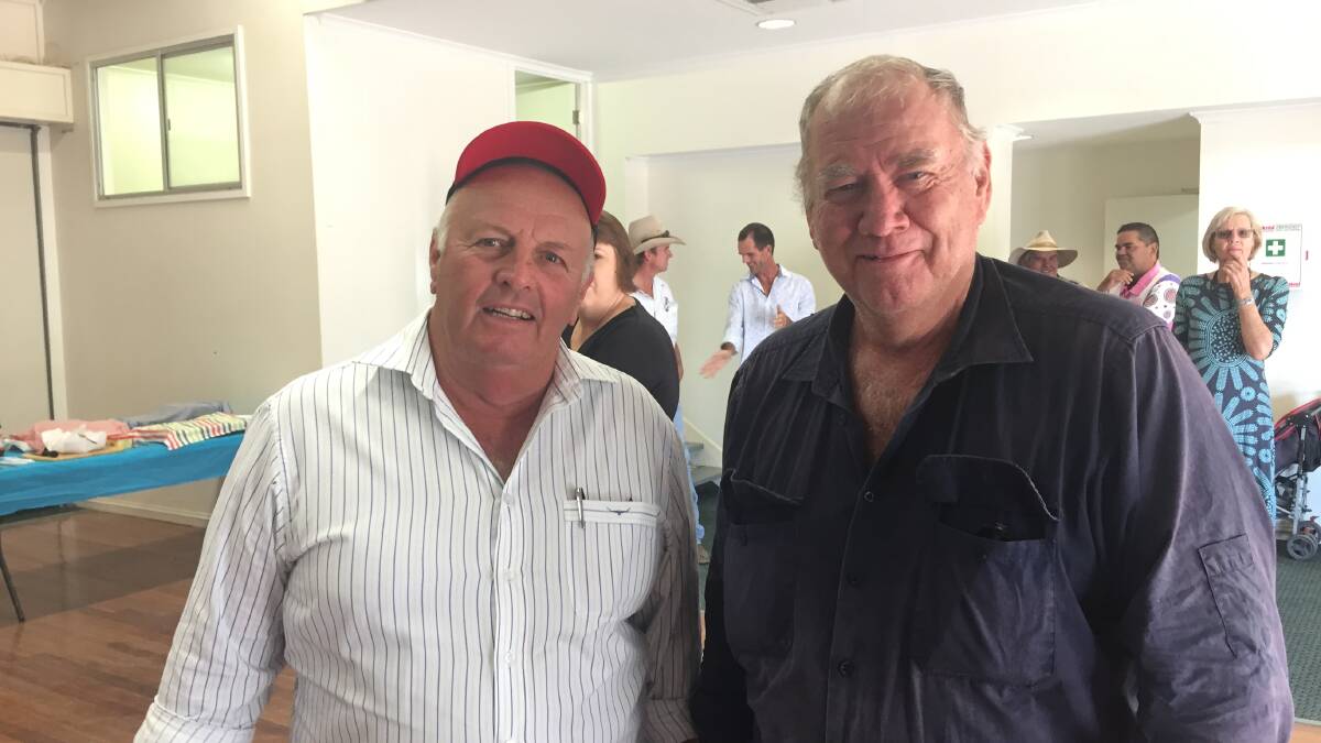 Red Ridge chairman and Blackall-Tambo Regional Council mayor, Andrew Martin, with one of the attendees at the book launch.