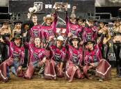 The victorious PBR Queensland State of Origin team cheering its third series win in a row. Pictures: PBR Australia