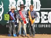 The 8-10 year mini bull riding champions, Tate O'Brien, Cody Prow and Cade Crawford.