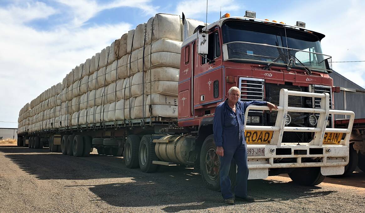 Triple ton: The National Road Transport Hall of Fame says there's no straighter load of wool than when Nev Noske loads it. This triple load has 378 bales from three separate properties, hitched to Nev's 1988 Mack Ultraliner V8 prime mover. Pictures: Sally Gall.