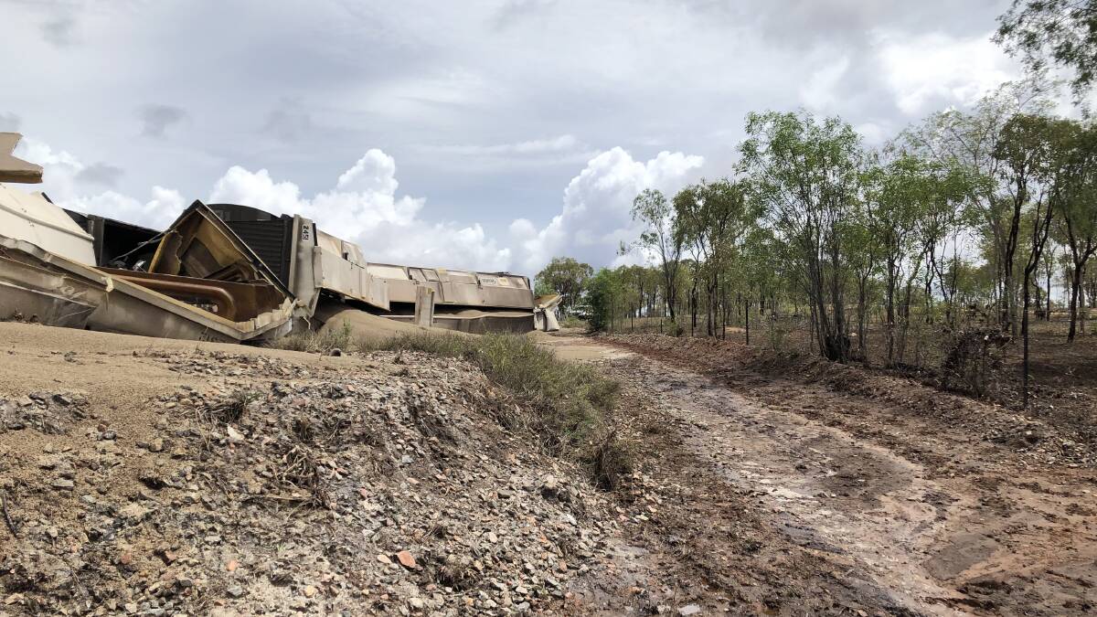 Images supplied from Queensland Rail of the freight train derailment east of Charters Towers.