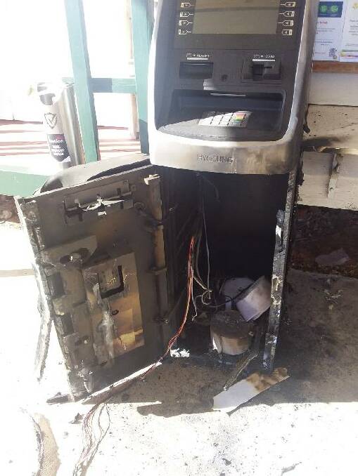 The ATM at Alpha has been completely destroyed by thieves. Picture supplied.