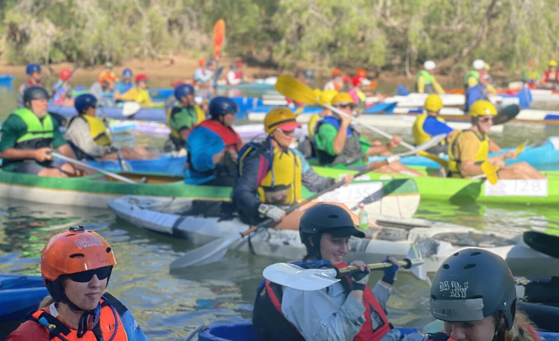 The diverse line up at the start of the short race in the Gregory River Canoe Marathon last weekend.