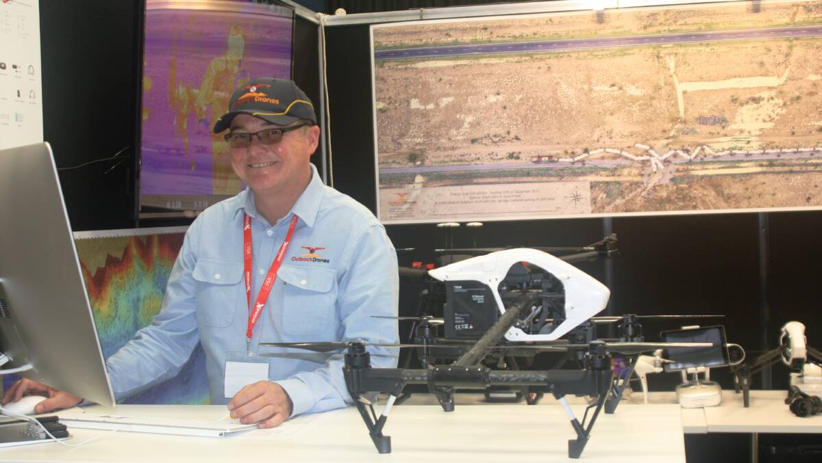 GREAT VIEWS: Robert Mathieson for Outback Drones at MineX industry day. Photo: Esther MacIntyre