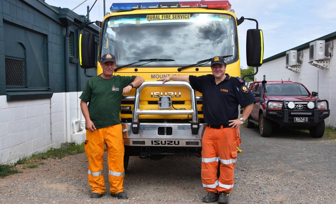 Neil Paine, officer for the Rural Fire Service, and David Muston, Deputy Local Controller for SES.
