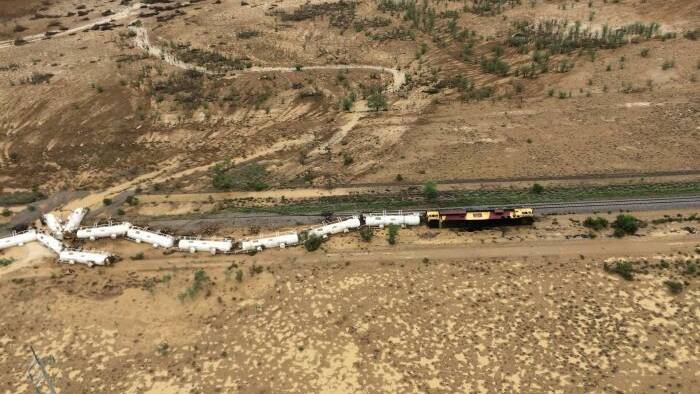 Outback Drones captured this aerial image of an acid train derailment in Julia Creek. Photo: Outback Drones