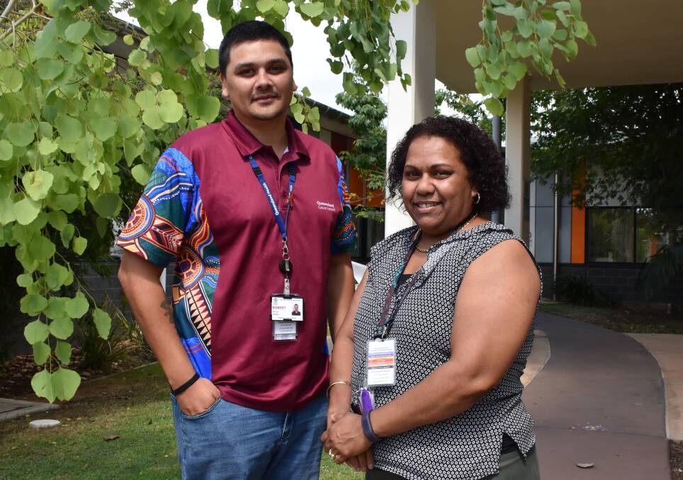 INDIGENOUS MENTOR: NWHHS Indigenous Liaison Officer, Robert Warren, and his mentor, Indigenous Workforce Coordinator, Lila Pigliafiori, at Mount Isa Hospital. Photo: Esther MacIntyre 