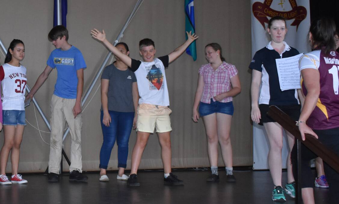 MUSICAL THEATRE: Students rehearse their production of Smithy the musical at Good Shepherd Catholic College. Photo: supplied