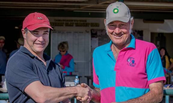 GUN CLUB GRANT: State MP Robbie Katter with Wayne Reeves, President of the Normanton Gun Club which received a $33,000 grant, and husband of shooting gold medallist, Dianne Reeves. Photo: supplied