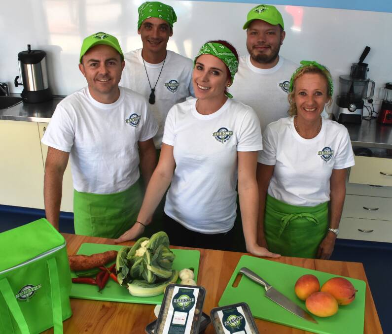 FRESH EATS: Energize team (L to R) Mick Godwin, chef Dwayne Marsters, Sarah Gale, James Wishart, chef Kristina Morrow. Photo: Esther MacIntyre