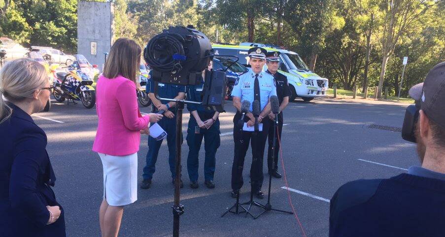 QPS Assistant Commissioner Mike Keating speaking on three-week winter road safety campaign, Operation Cold Snap 2017. Photo: supplied