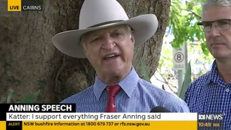 Bob Katter responding to the controversial first speech by William Fraser - Anning in the Senate. Frame grab courtesy of ABC News