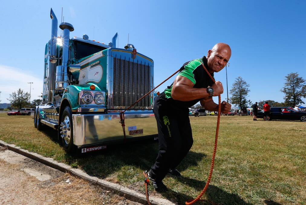 FLASHBACK: Derek Boyer, formerly known as Australia's strongest man, pictured taking part in a truck convoy fundraiser on the border in 2015. Mr Boyer is about to start a new chapter studying law on the Gold Coast.