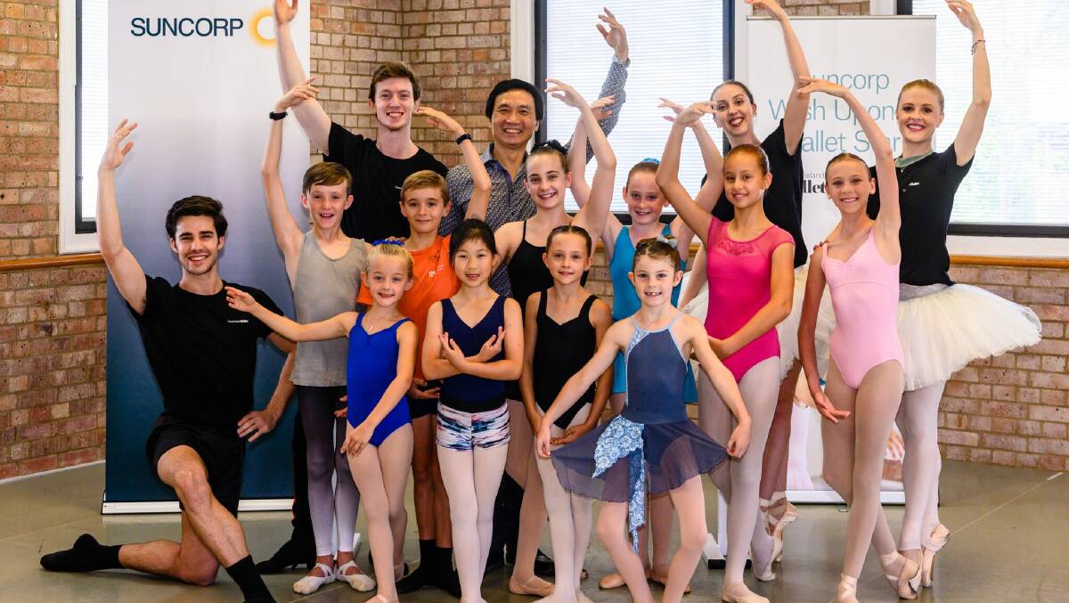 BALLET: Maddison Dolzan with the other finalists, some of the cast from The Nutcracker and artistic director Li Cunxin. Photo: Supplied
