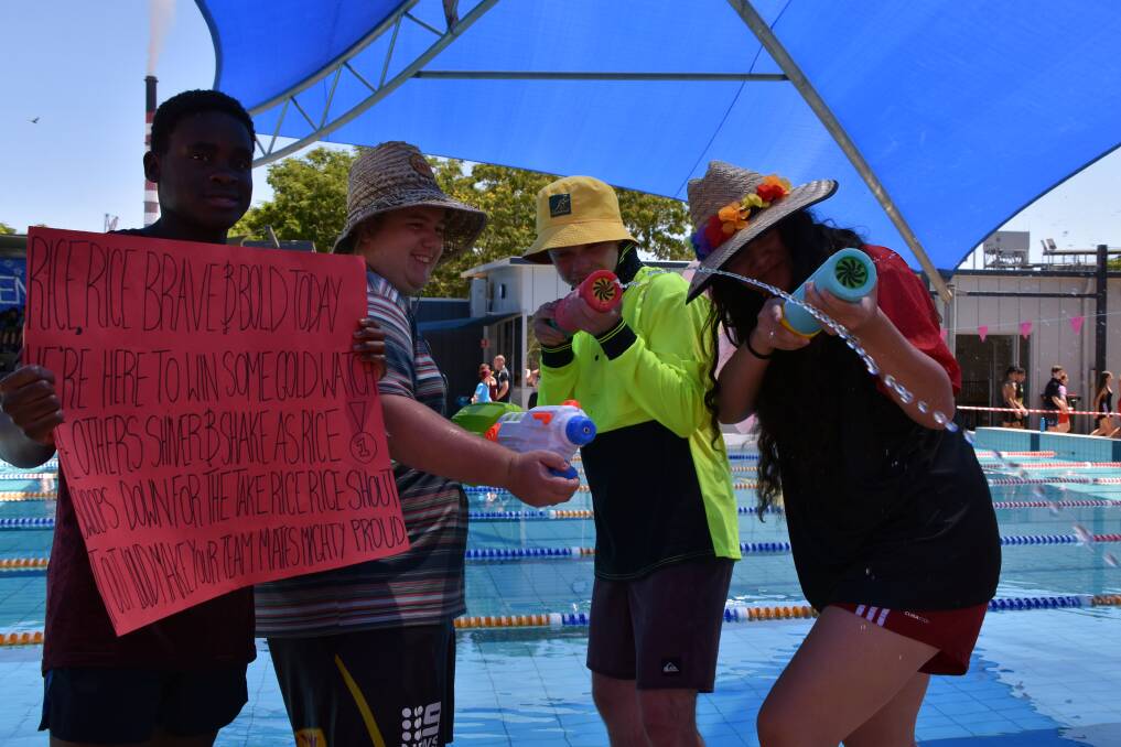 SWIMMING CARNIVAL: Team spirit was alive and well at the recent Good Shepherd Catholic College swimming carnival. Photo: Melissa North