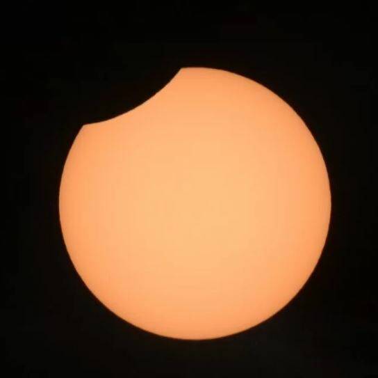 Partial Solar Eclipse: Williams College astronomer Jay Pasachoff captured this view from Tasmania on July 13, 2018. Credit: Jay Pasachoff