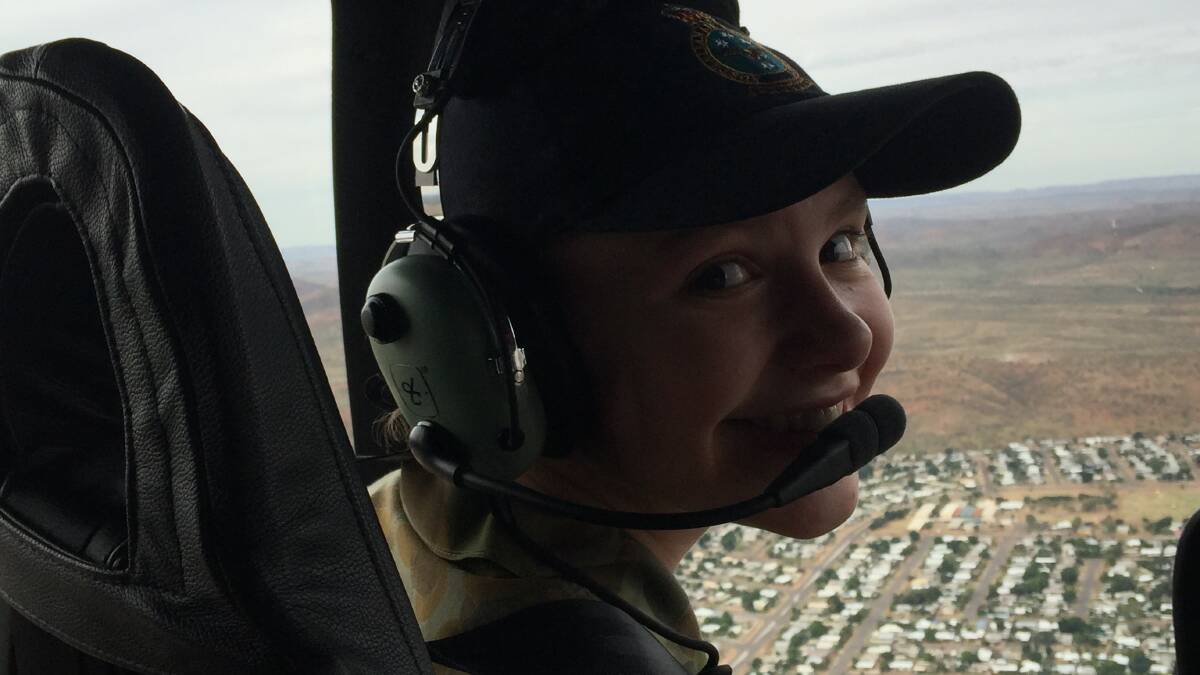 TOP GUN: The opportunity to fly the Bell 505 helicopter was too good to refuse for Cadet Katie Stuart-Russell. Photo: Supplied