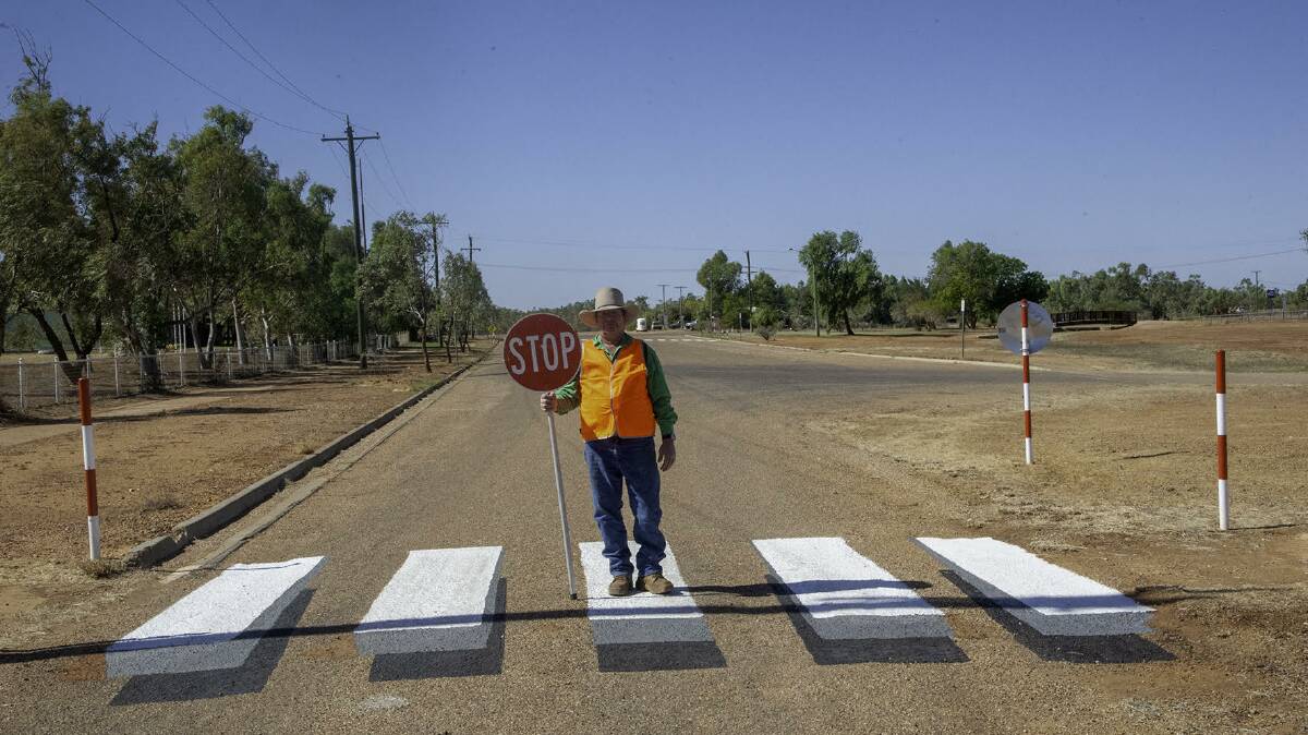 Boulia State School now has a 3D pedestrian crossing on the road in front of it.