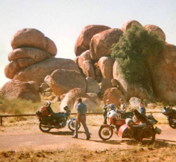The three travellers at the Devils Marbles