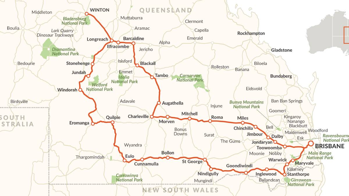 ROAD MAP: Brisbane to Winton