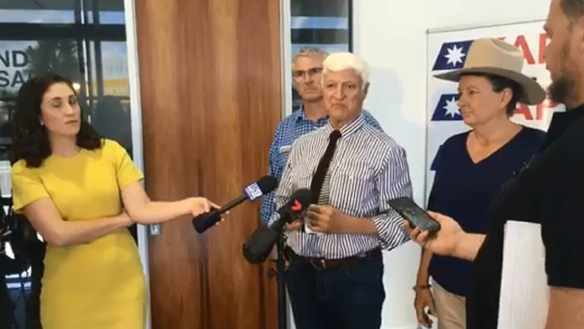 Bob Katter addresses the media announcing the $2b Federal finance fund to rebuild the North West. Photo: Supplied