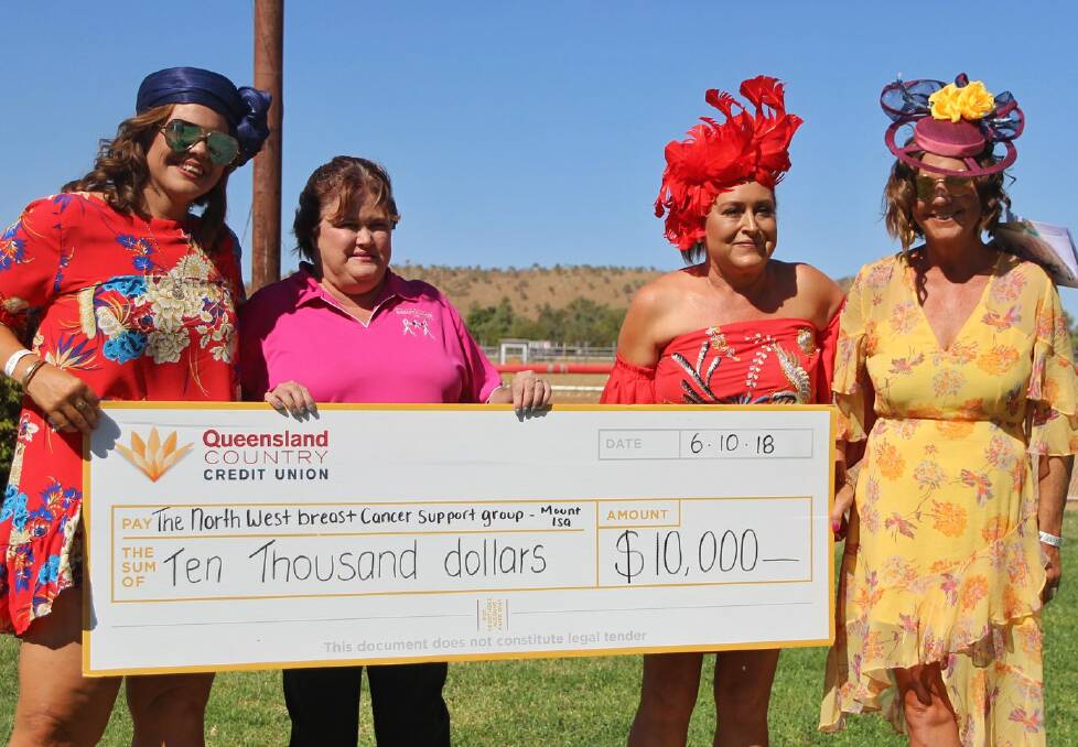 FUNDRAISER: The cheque presentation to he North West Breast Cancer Support Group at the Spring Cup race day. Photo: Sharon Crossland