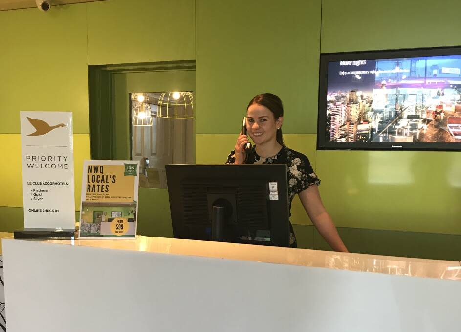 LOCAL RATES: ibis Styles Verona Hotel general manager Jessica James at the new look reception. Photo: Supplied