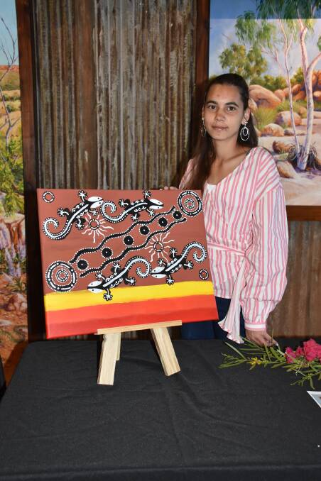 Rachel Jackson's painting was one of the five others displayed at the NAIDOC Youth Art Exhibition on Thursday. Photo: Melissa North