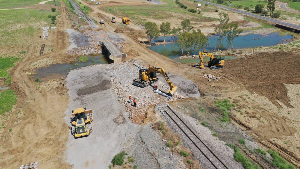WORK CONTINUES: Progress continues to be made by Queensland Rail crews and contractors on the repairs to the Mount Isa Line between Cloncurry and Richmond.