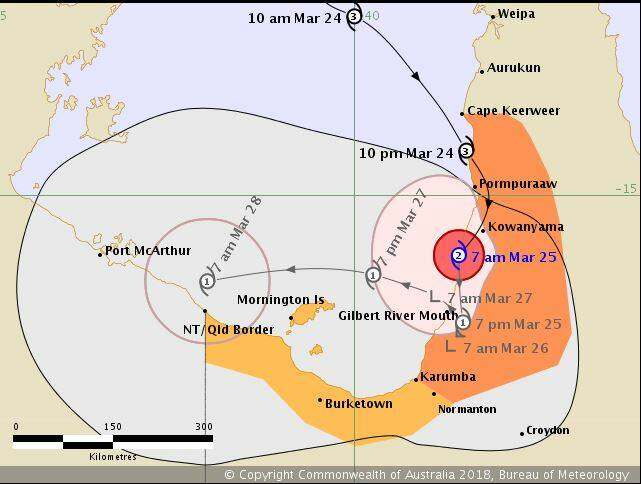 People in the path of the cyclone should stay calm and remain in a secure shelter while the destructive winds continue.
