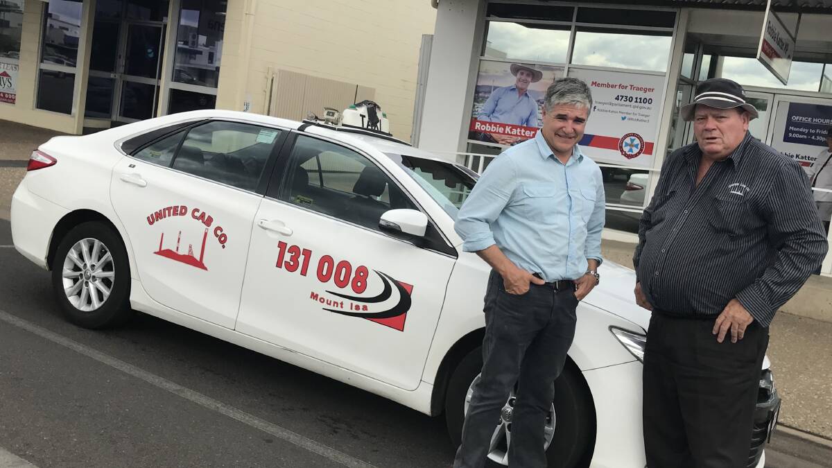 TAXI: Robbie Katter with Glen Corliss from United Cab Co Mt Isa.