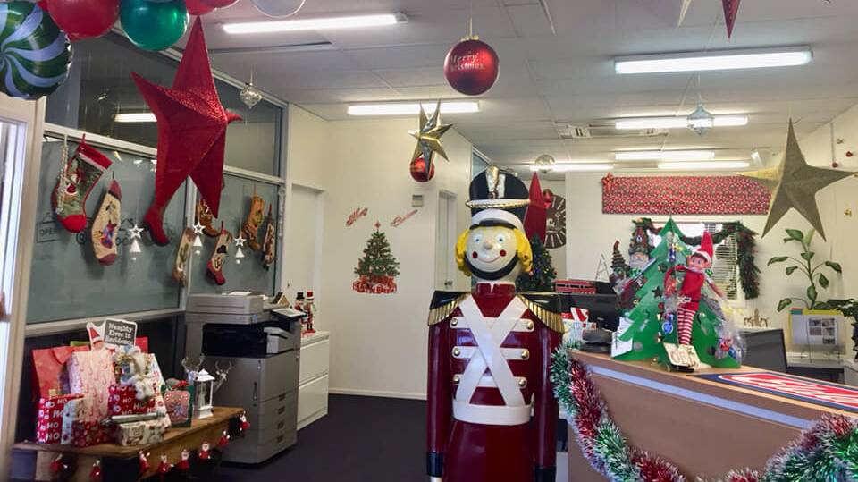ELDERS INSURANCE: Christmas decorations galore at Elders Insurance in Camooweal Street. Can you spot Elroy? Photo: Supplied