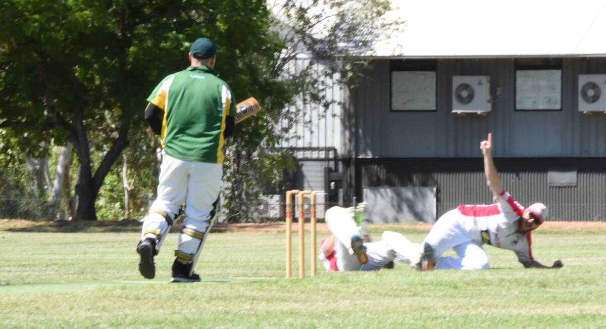 HOW'S THAT: Panthers fielder Matthew Birchley successfully appeals against Bulls batsman A.Morrisby. Photo: Melissa North