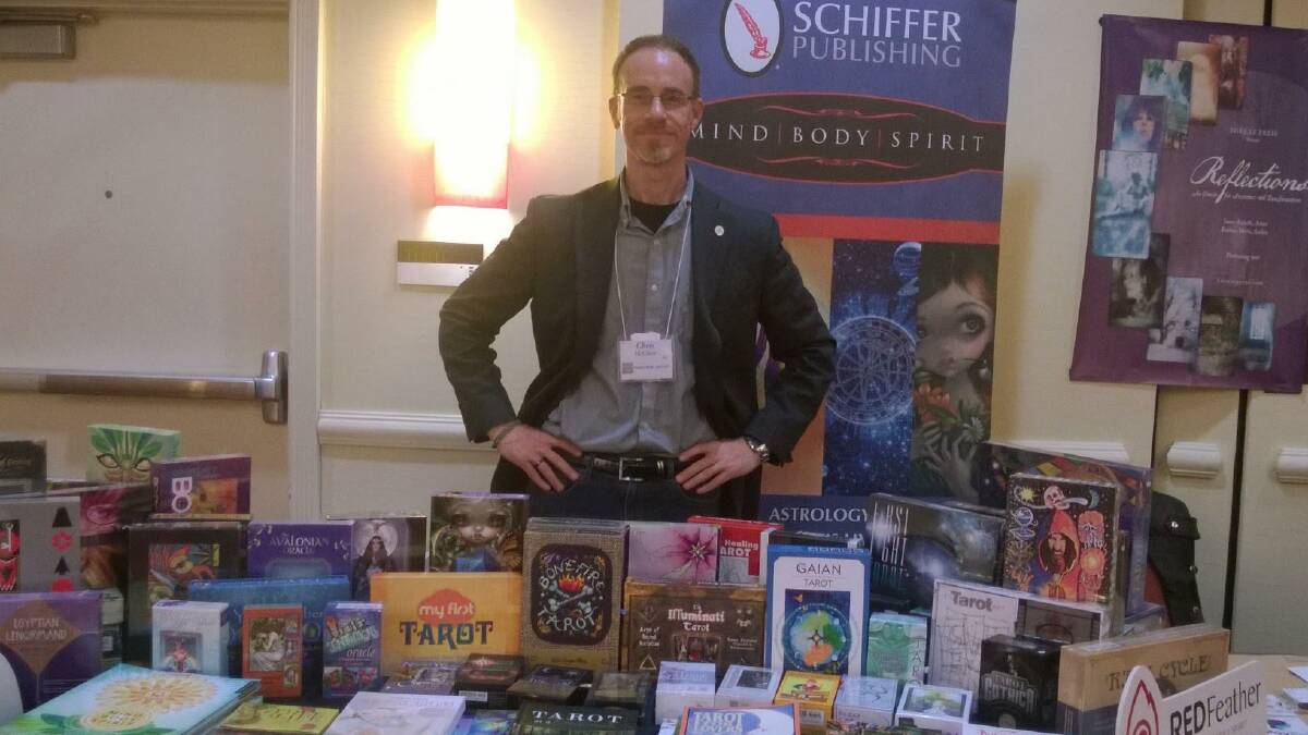 Chris McClure from Schiffer Publishing launched the stand out yellow 'My First Tarot deck'.