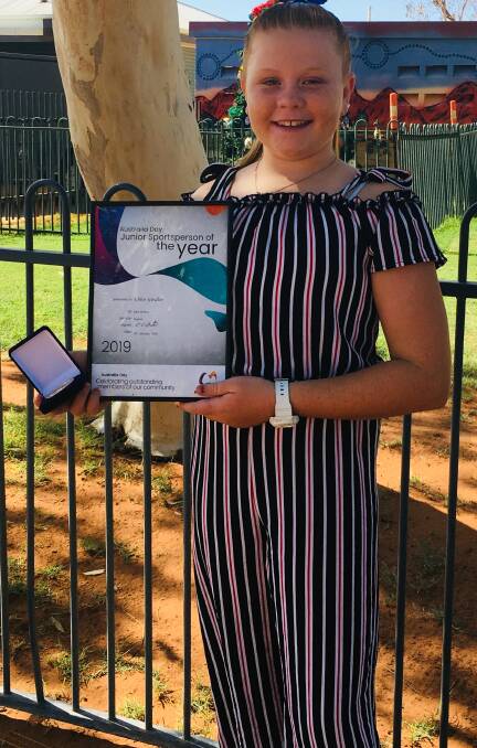 SPORTSPERSON OF THE YEAR: Chloe Girdler is a talented all-rounder at sports and was recognised for her achievements on Australia Day in Boulia.