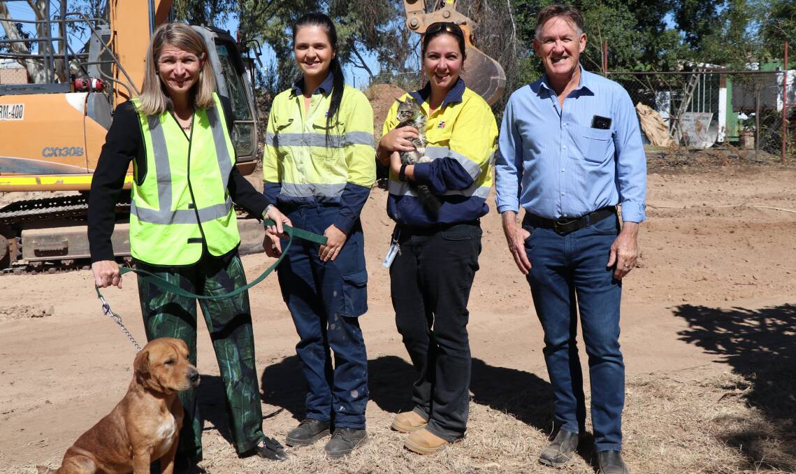 UPGRADE: Mayor Joyce McCulloch with George, Local Laws Ranger Avril Salisbury, Local Laws Coordinator Emma Murray with Jerry, and Deputy Mayor Phil Barwick at the Animal Management Facility. Photo: Supplied
