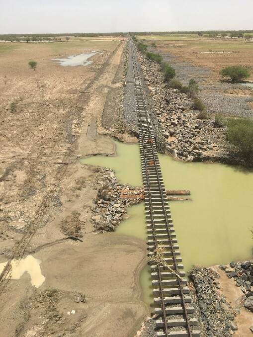 FLOODED RAIL: The Mount Isa rail line was significantly damaged by the recent floods. Photo: Supplied