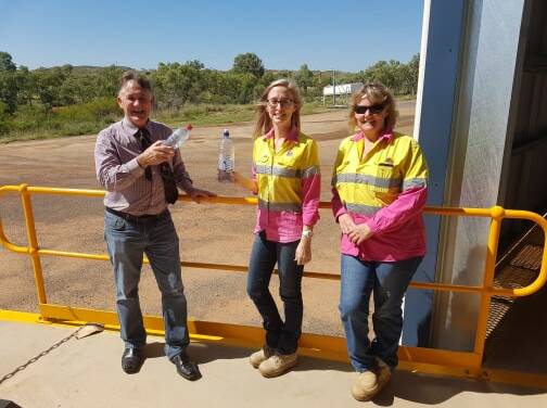 PROPOSED AREA: Deputy Mayor Phil Barwick, Caitlin Pfrunder and Vicki MacPherson at the proposed area for the Container Refund Point site 