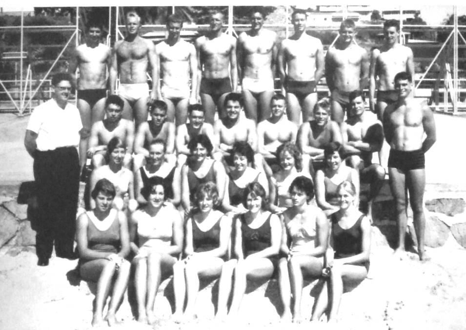 Legends: Bill Burton (back row second from right) pictured in the 1960 Australian swim team which included Murray Rose and Dawn Fraser.