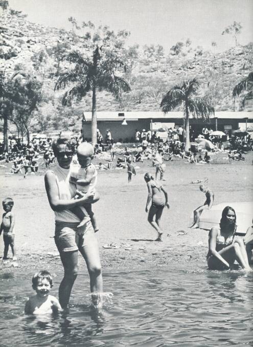SUMMER TIME: A typical weekend gathering of swimmers at Lake Moondarra in 1969. 