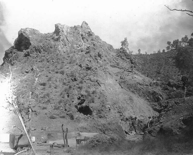 EARLY DAYS: John Campbell Miles prospecting lease. Racecourse outcrop looking south-east in 1923. 