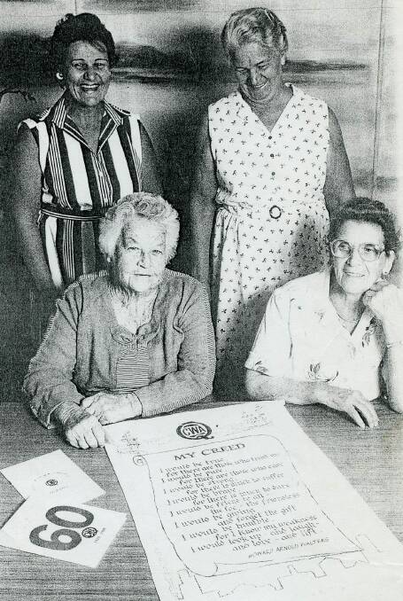 60 YEARS: Celebrating 60 years CWA members back Lavina Steadman, Anner Morris and front Isa Onton and president Heather Nicol, in 1988. 