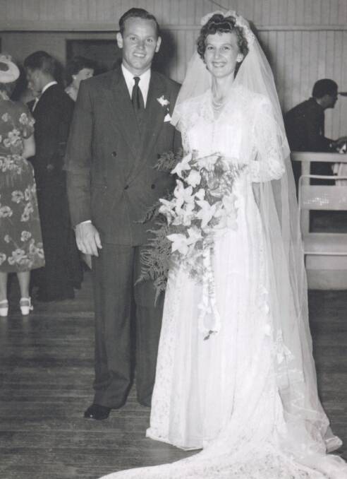 JUST MARRIED: Bob and Maureen Copelin at their wedding reception at Hilton Hall on January 27 1954.