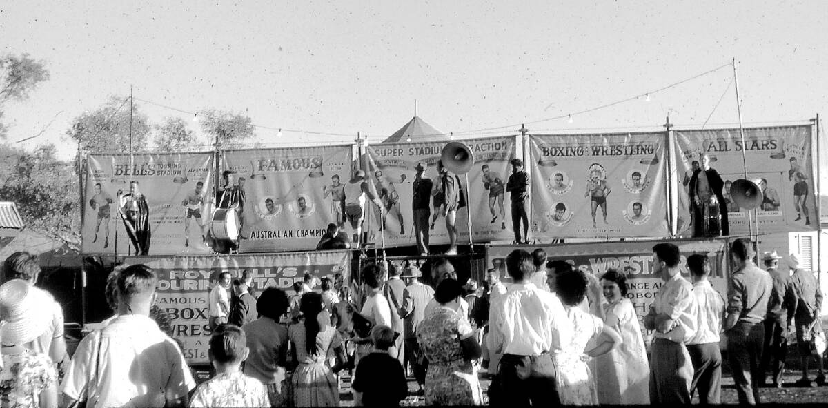 FIRST SHOW: Roy Bell's Touring Boxing Stadium at the first Mount Isa Show - The Apex Club's North West Queensland Industrial and trade fair at Kalkadoon Park 1963. 