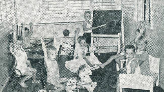 GET READY: South Road Kindergarten kids playing school in 1955.