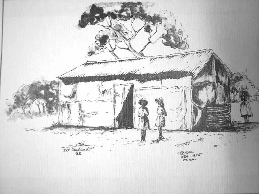 EARLY EDUCATION: Dot Rowland's sketch of an early provincial school of 1924.