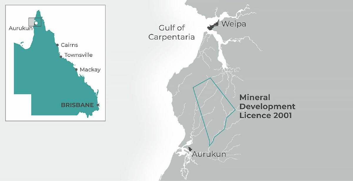 Glencore is currently assessing the feasibility of developing a new open cut bauxite mine in western Cape York, 23km north-east of Aurukun and 160km south of Weipa. Map: Glencore 