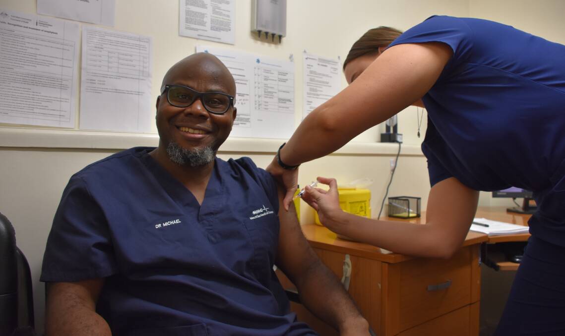 SAFE:Mount Isa Medical Centre Doctor Michael Mbaogu recevied the COVID-19 vaccine on Monday. Photo: Samantha Campbell.